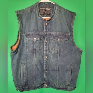 Denim Sleeveless Jacket Motorcycle Vest Road Wear Buffalo Outdoor 3x Mens Biker